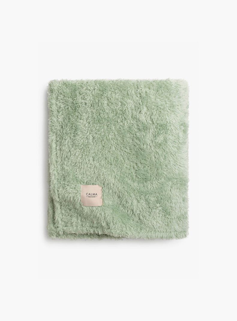 Manta Plaid Tedy Verde Claro-2