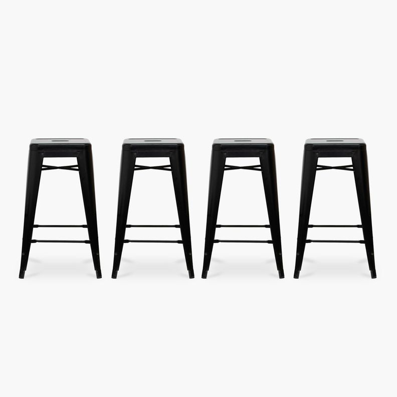 Pack 4 Tolix Taburetes 67 Metal Negro-0