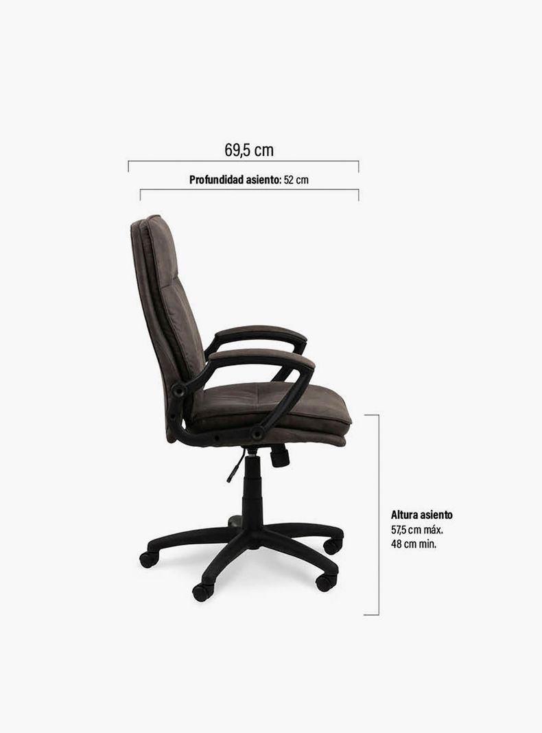 Silla Diseño Home Office York Gris Oscuro-8