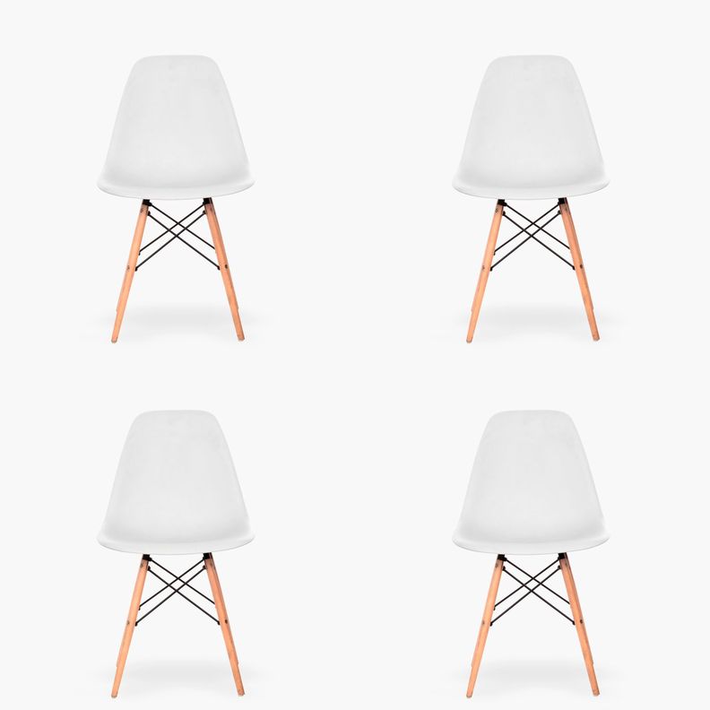 Pack 4 Sillas Comedor Eames DSW Blanco-0