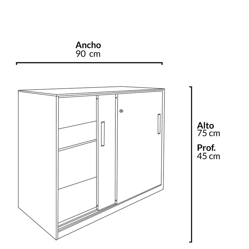 Gabinete Oficina Medio Metálico Con puertas Blanco-3
