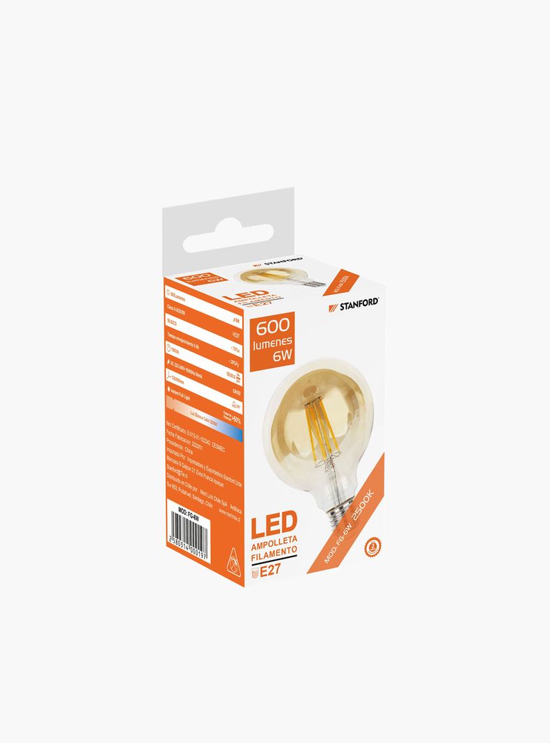 Ampolleta Led Globo Vintage Luz Cálida (E27 6W)-2