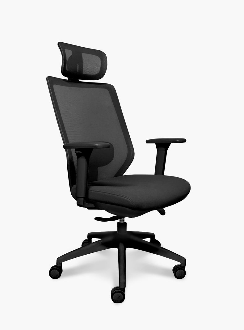 Silla Oficina Focus Negro con cabecero-1