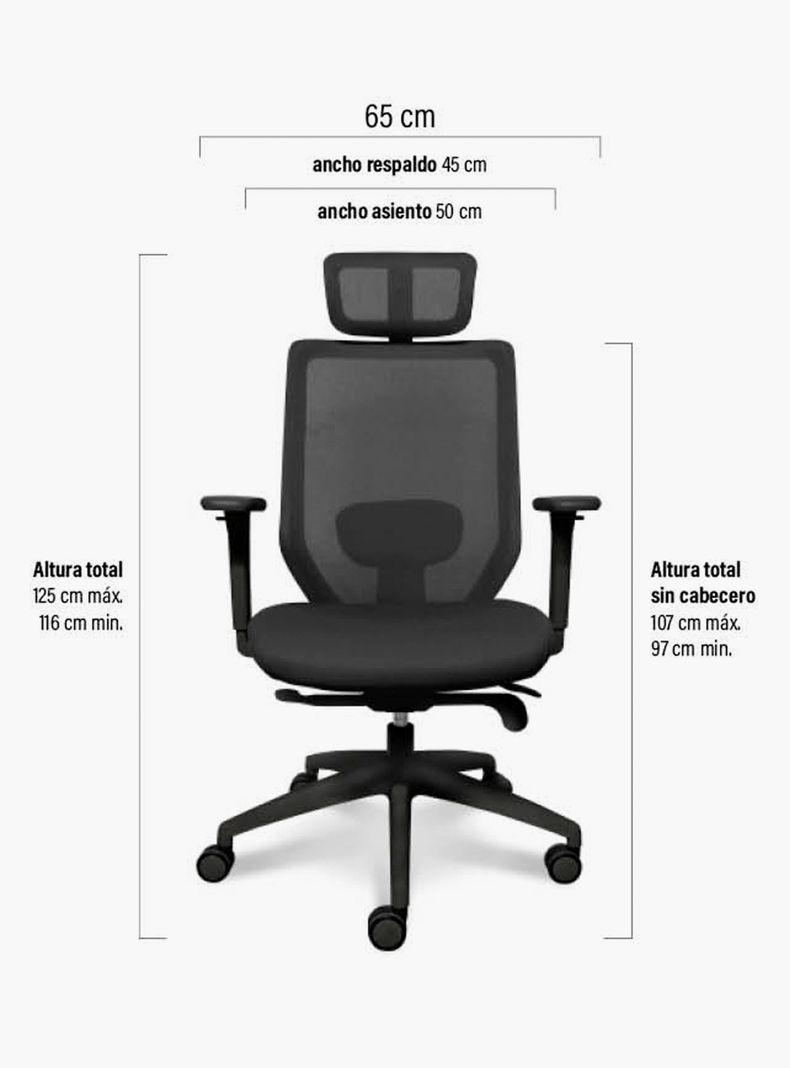 Silla Oficina Focus Negro con cabecero-5