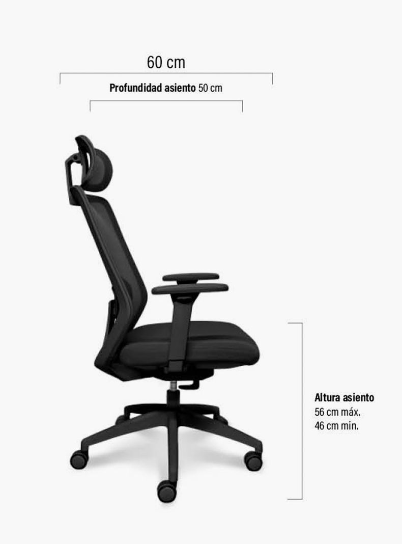 Silla Oficina Focus Negro con cabecero-6