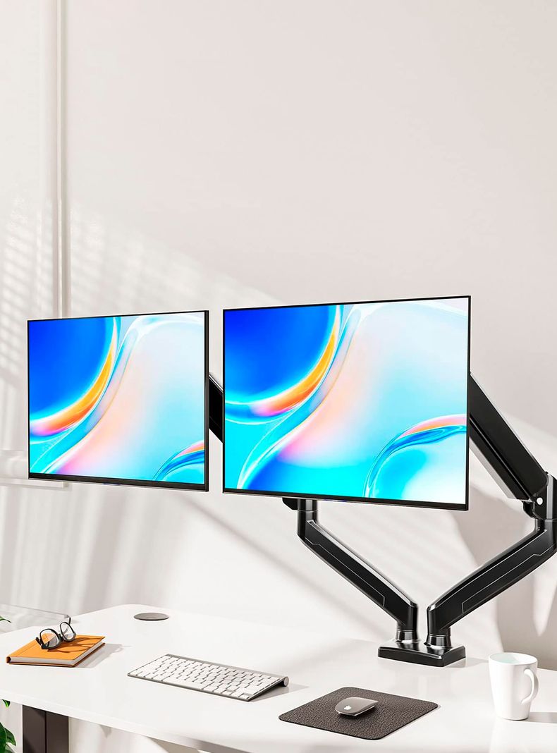 Soporte Monitor Escritorio Doble Negro-1