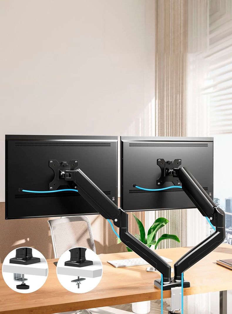 Soporte Monitor Escritorio Doble Negro-5