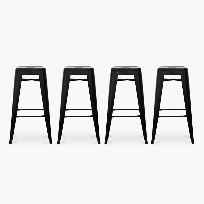 Pack 4 Tolix Taburetes 77 Metal Negro-0