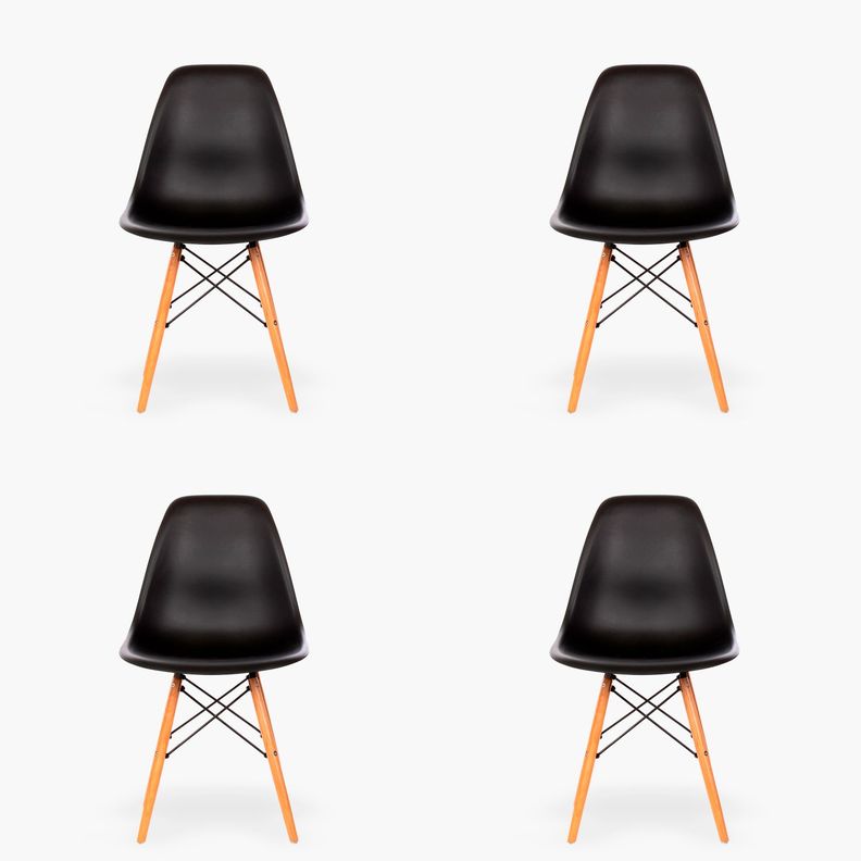 Pack 4 Sillas comedor Eames DSW Negro-0