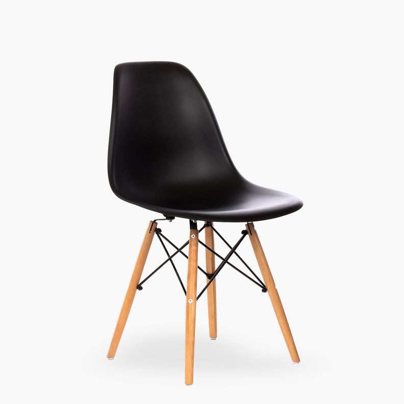 Pack 4 Sillas comedor Eames DSW Negro-3