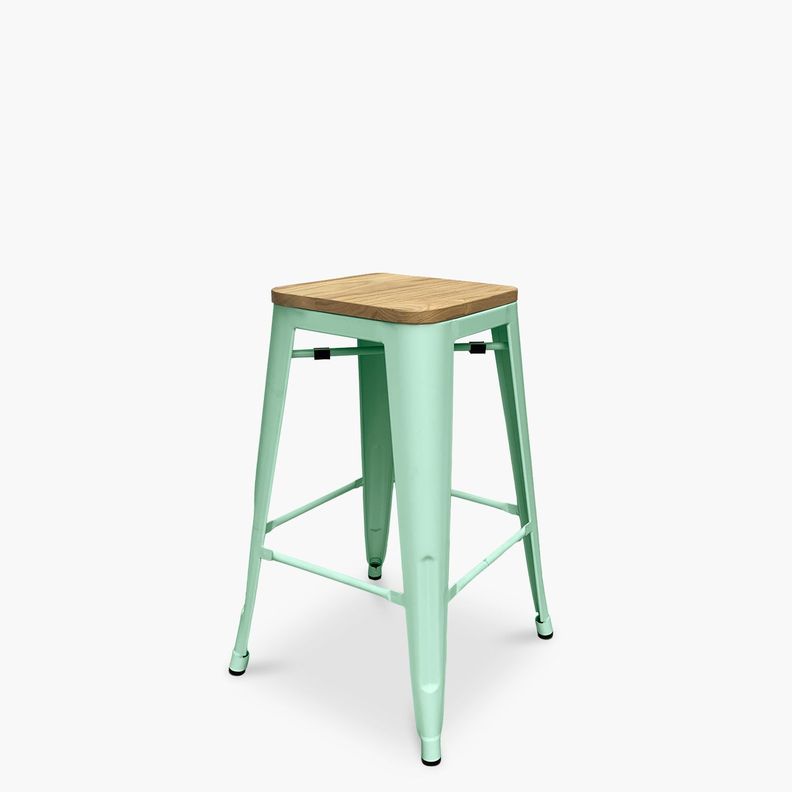 Taburete medio 66 Tolix Madera Menta-1