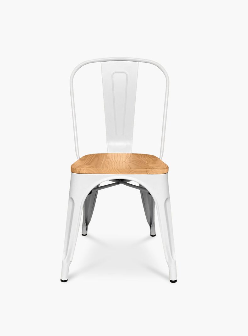 Pack 4 Sillas Tolix Asiento Madera Blanco-1