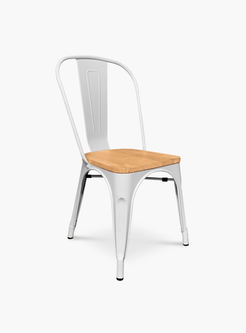 Pack 4 Sillas Tolix Asiento Madera Blanco-2