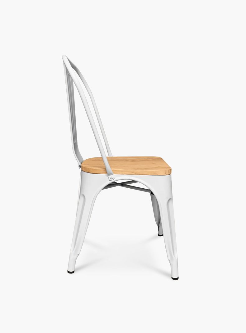 Pack 4 Sillas Tolix Asiento Madera Blanco-3