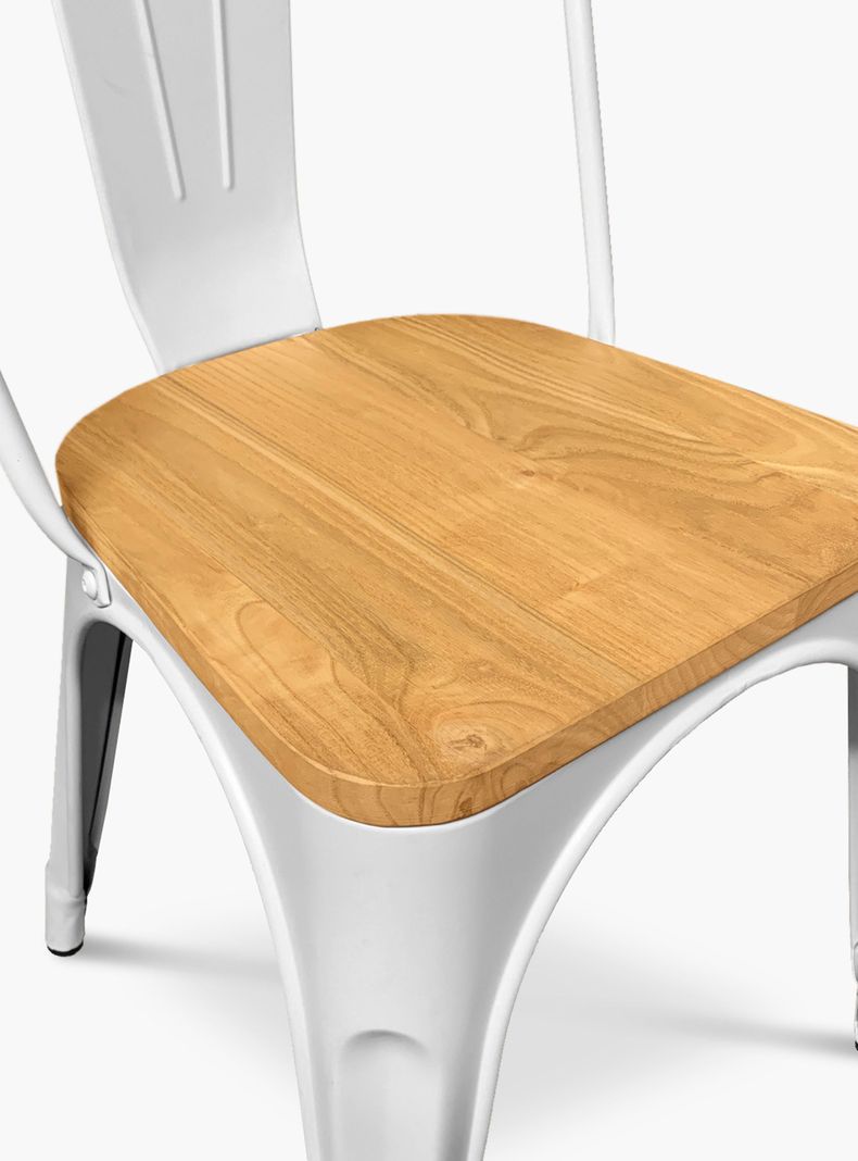 Pack 4 Sillas Tolix Asiento Madera Blanco-5