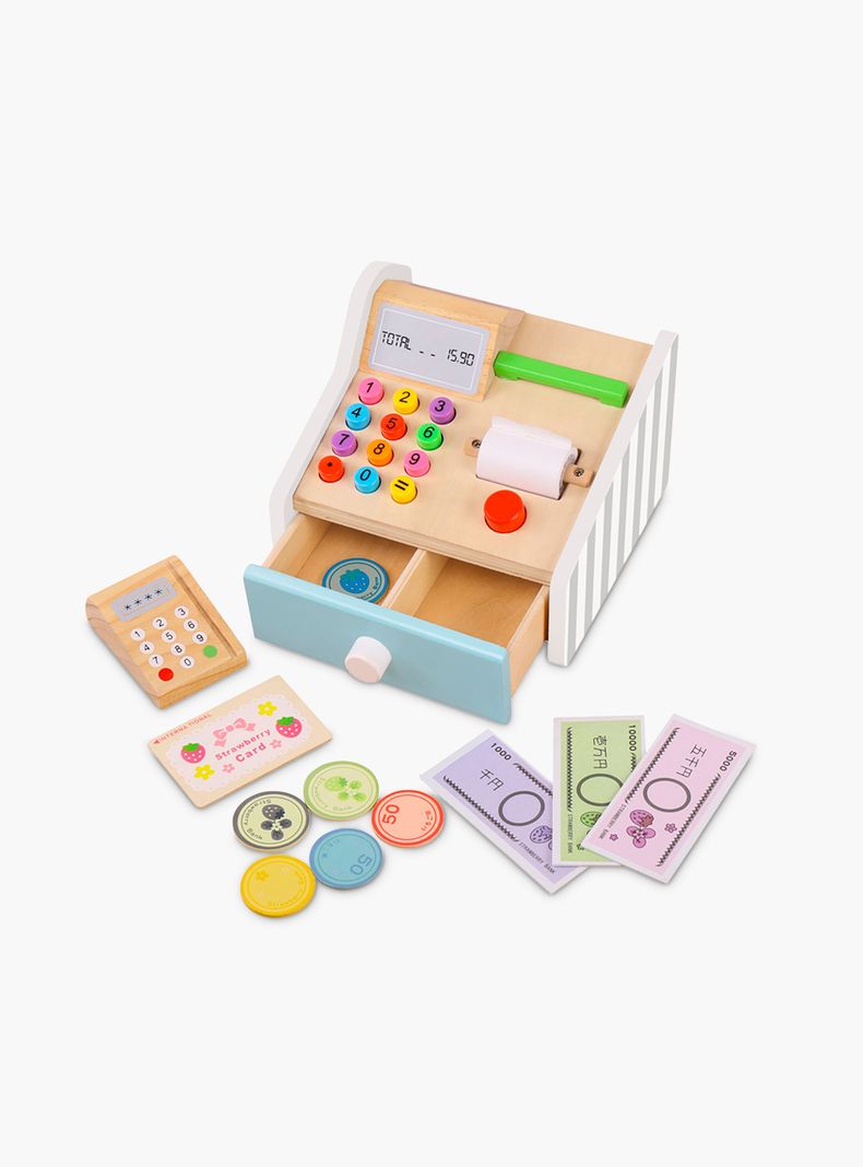 Caja Registradora Infantil de Madera Multicolor Surtido