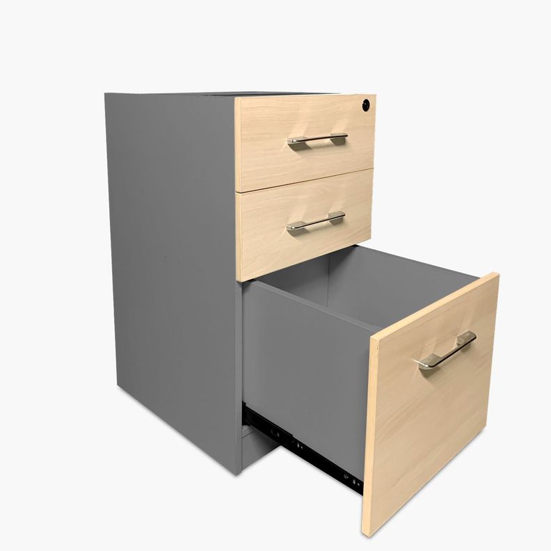 Cajonera Melamina Pedestal Natura/Gris-3