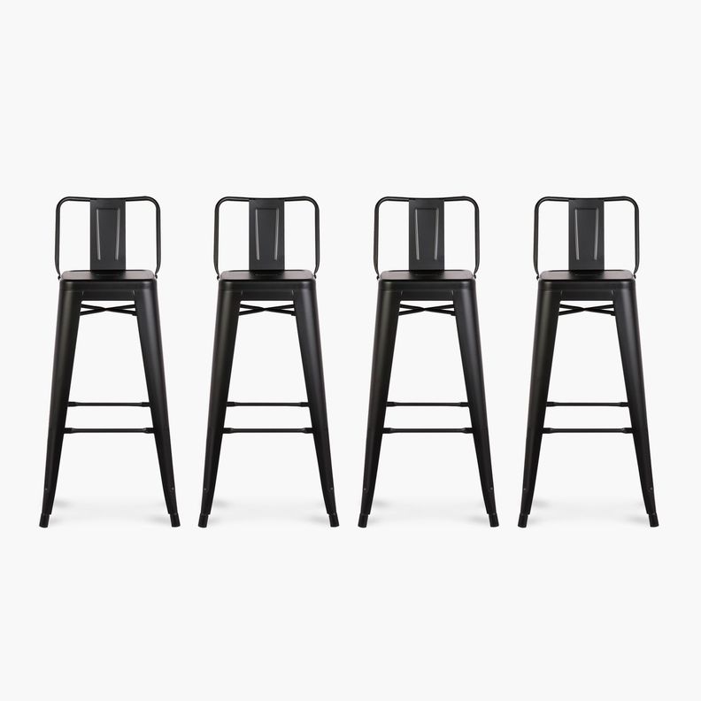 Pack 4 Tolix Taburetes c/resp 77 Metal Negro-0
