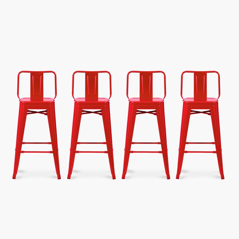 Pack 4 Taburetes Tolix con respaldo Tolix 67 Rojo-0