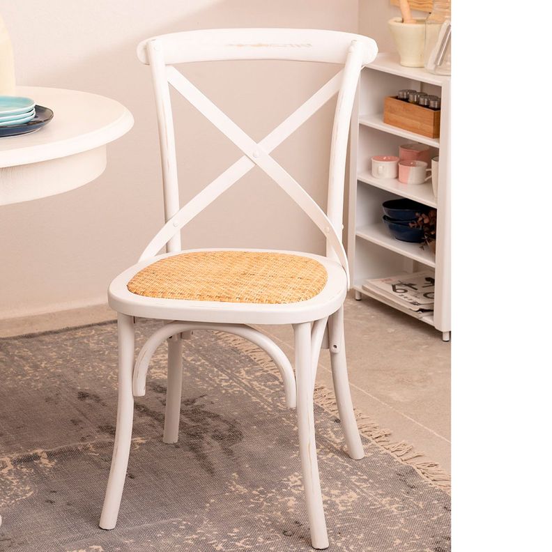Silla Madera Tradition Rattan Blanco-7
