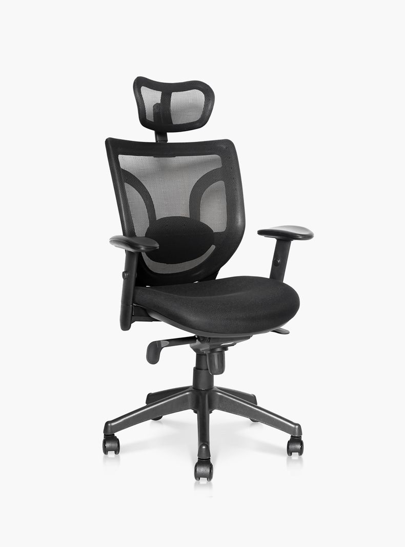 Silla Oficina Black Base Nylon c/cabecero Negro-1