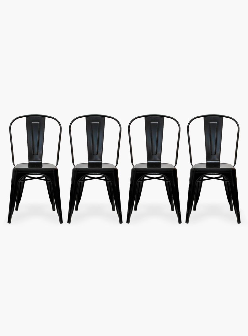 Pack 4 Sillas Tolix Asiento Metal Negro-0