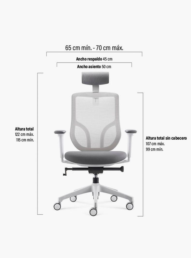 Silla Oficina Chic con cabecero Gris claro-6