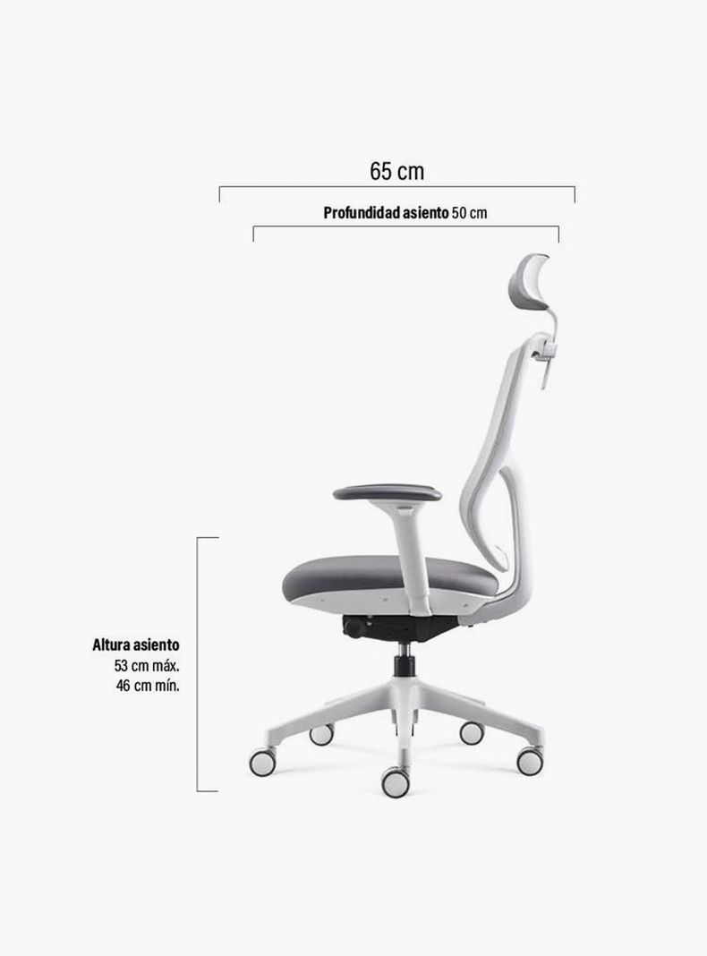 Silla Oficina Chic con cabecero Gris claro-7