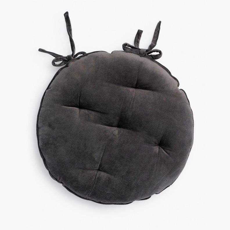Cojin de Silla Redondo Velur Negro-0