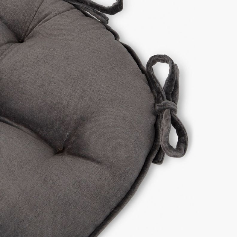 Cojin de Silla Redondo Velur Negro-2