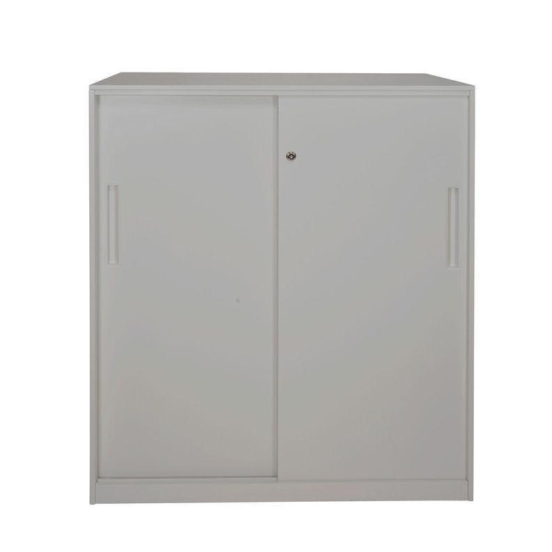 Gabinete Oficina Alto Metálico Con puertas Gris Claro-1