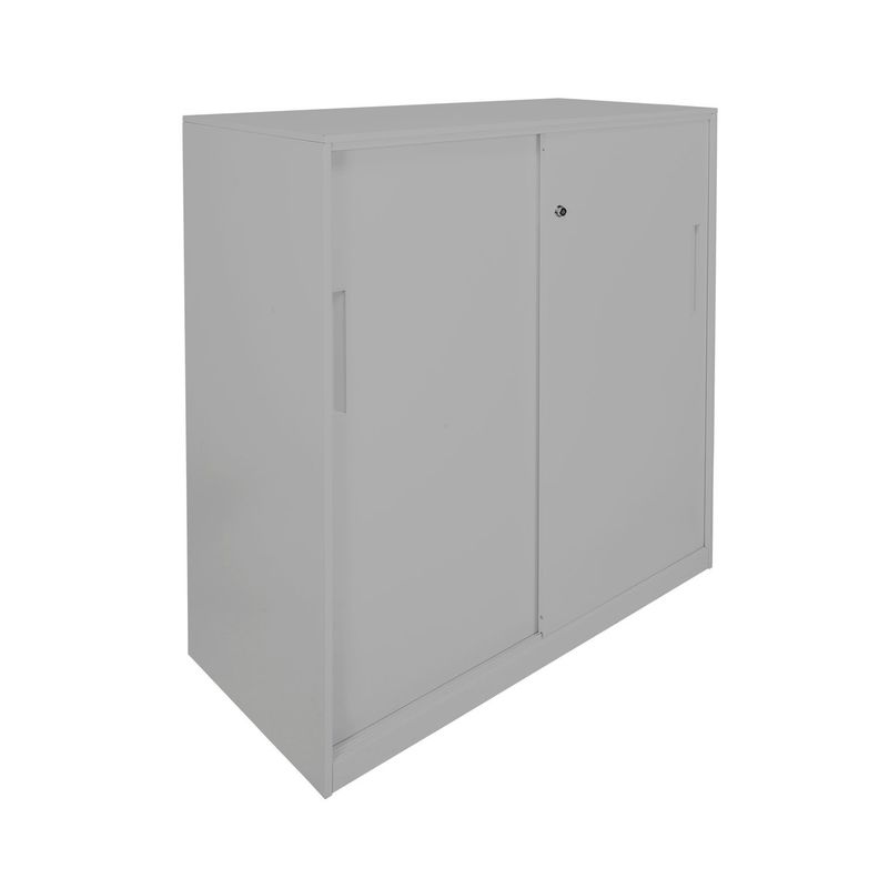 Gabinete Oficina Alto Metálico Con puertas Gris Claro-3