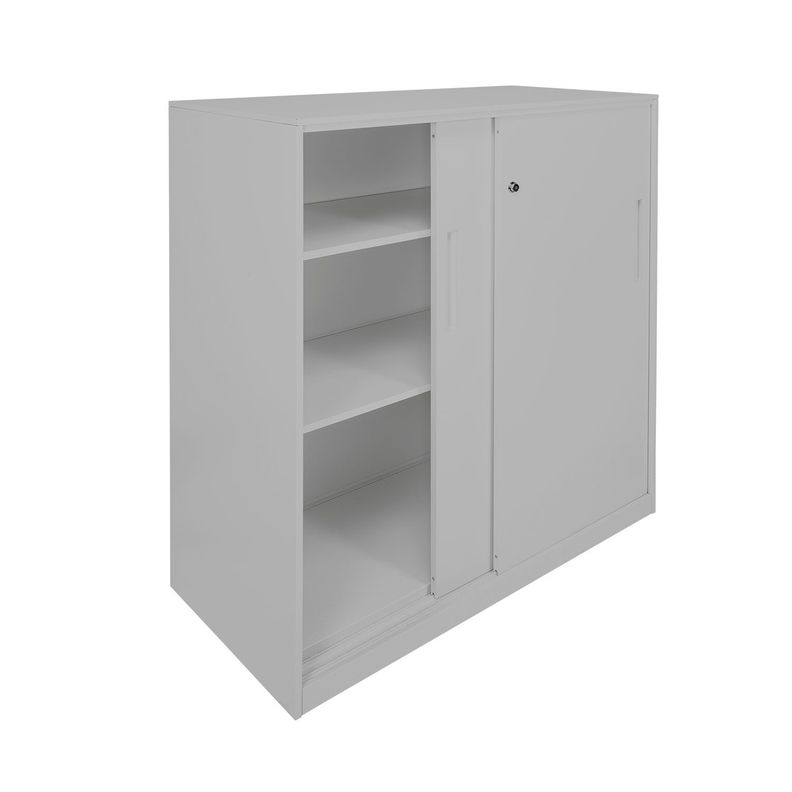 Gabinete Oficina Alto Metálico Con puertas Gris Claro-5
