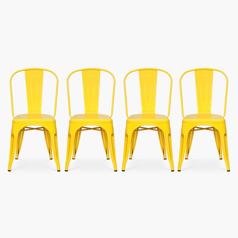 Pack 4 Sillas Tolix Asiento Metal Amarillo-0
