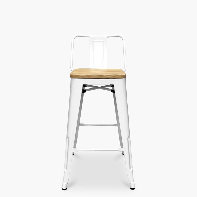 Taburete medio 66 Tolix madera c/ resp Blanco-1