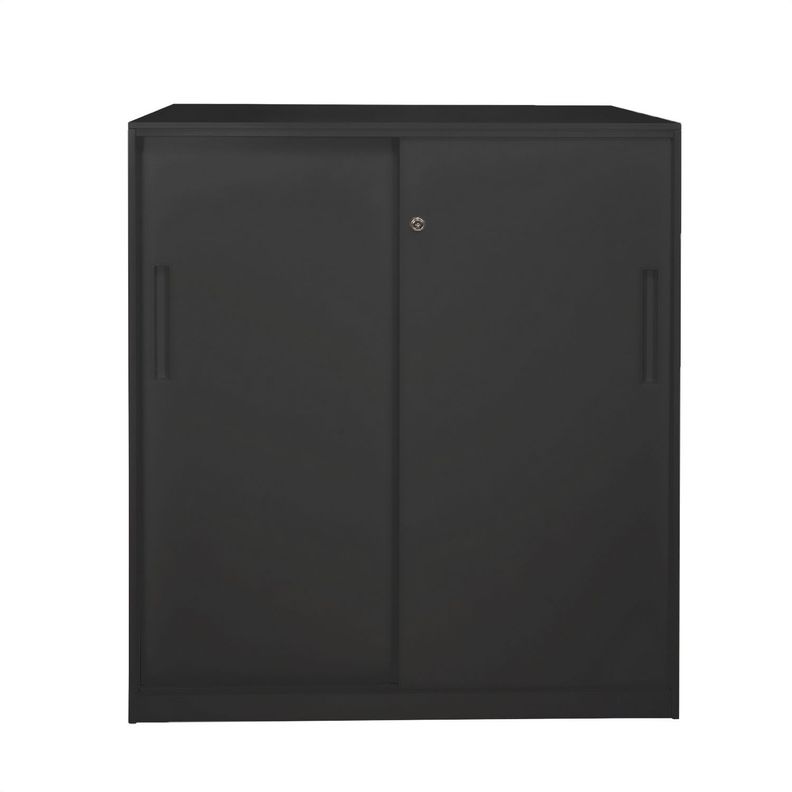 Gabinete Oficina Alto Metálico Con puertas Negro-1