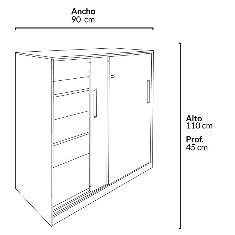 Gabinete Oficina Alto Metálico Con puertas Negro-7