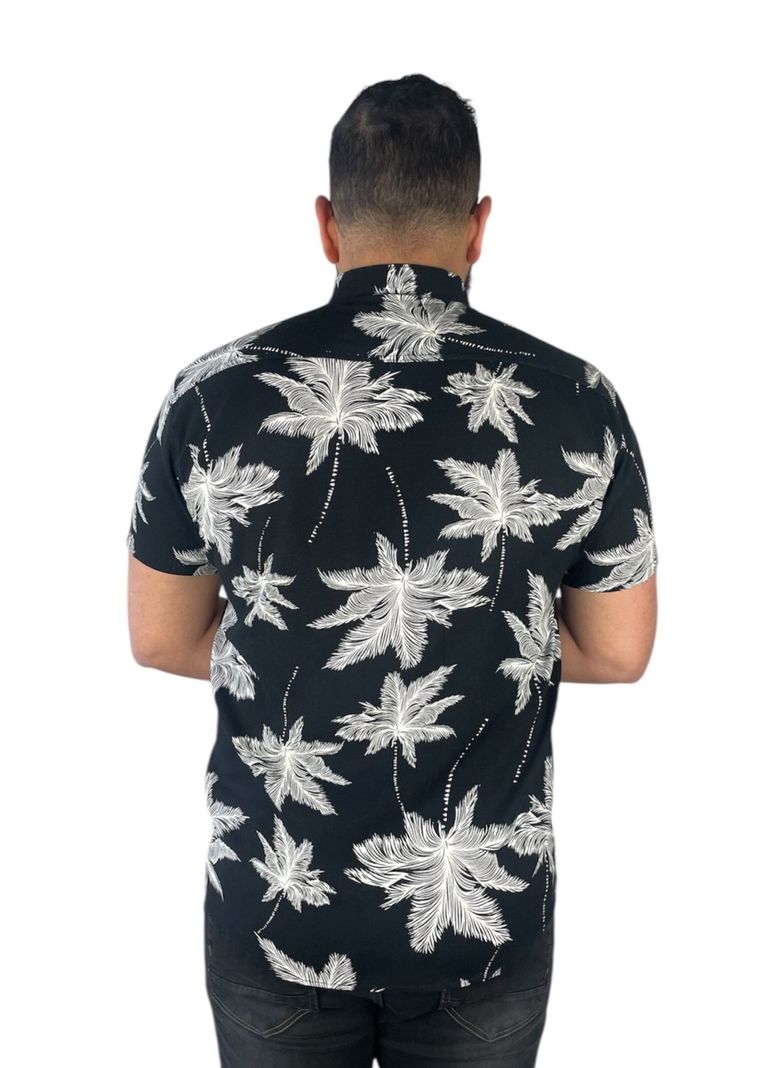 Camisa De Lino Guayabera Hombre Verano Negro-2