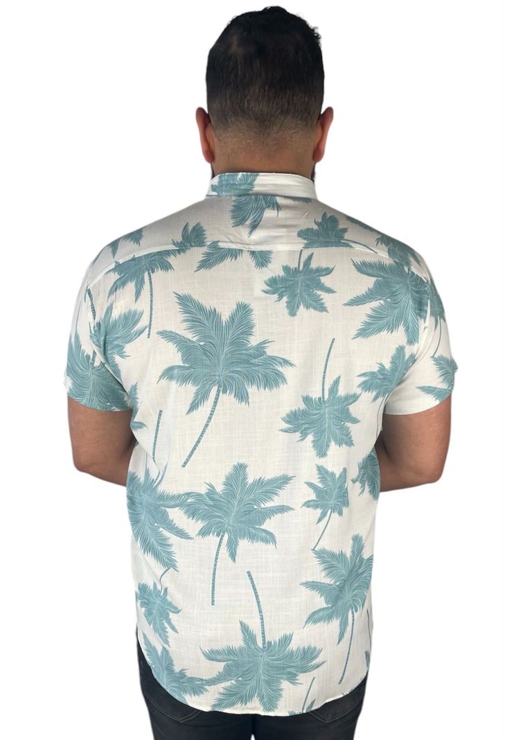 Camisa De Lino Manga Corta Hombre Verano-2