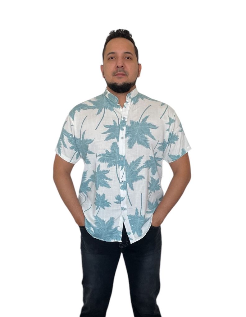 Camisa De Lino Manga Corta Hombre Verano-0