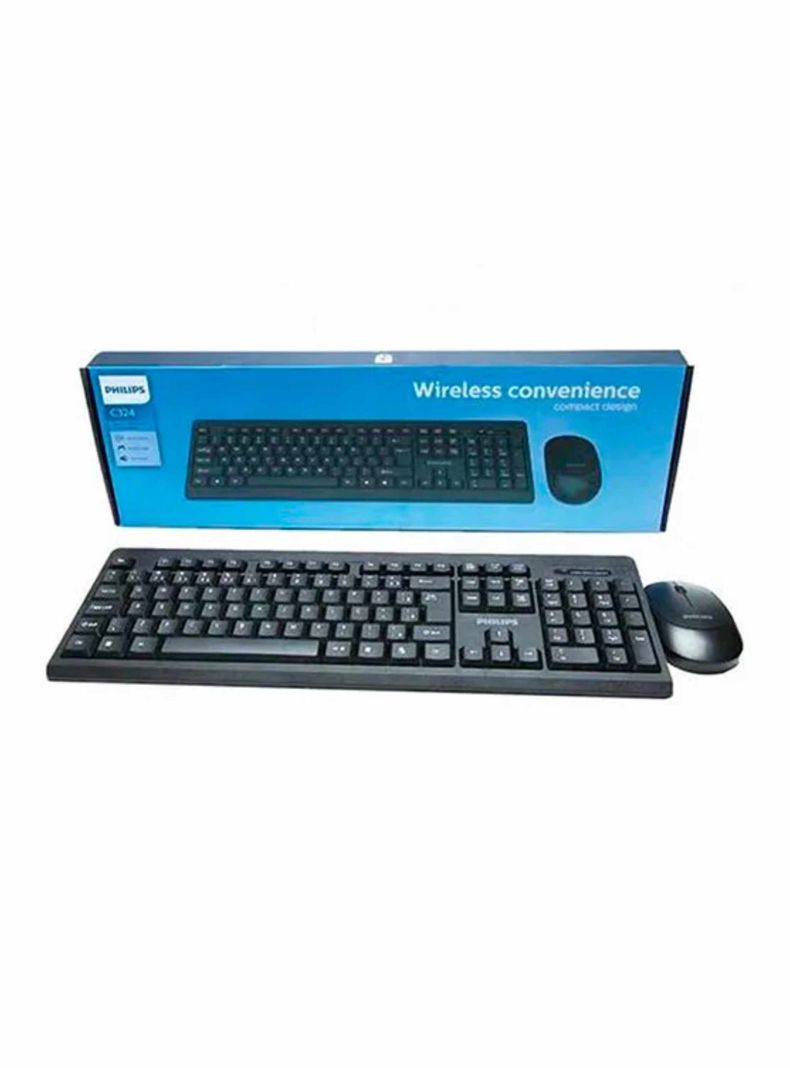 Kit Teclado y Mouse Inalámbrico Philips Negro Modelo Spk6314-0