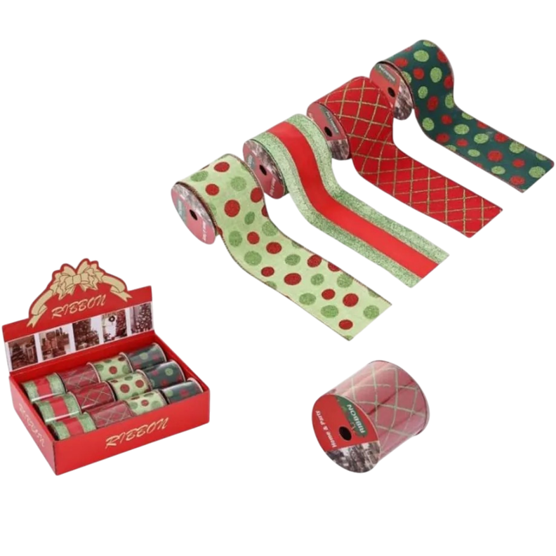 CINTA DECORATIVAS NAVIDEÑAS TONOS ROJO Y VERDE
