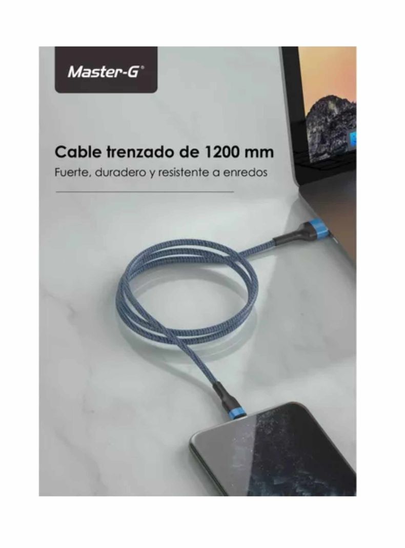 Cable De Carga Rápida Usb-c Antinudos 1mt Master-g Mgcatc3a Color Azul-1