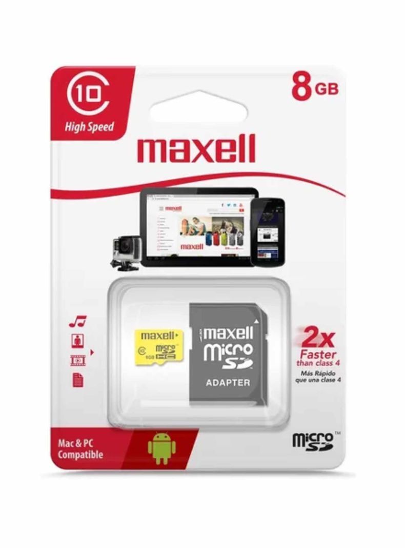 Tarjeta Micro SD Maxell 8GB CLASE 10-0