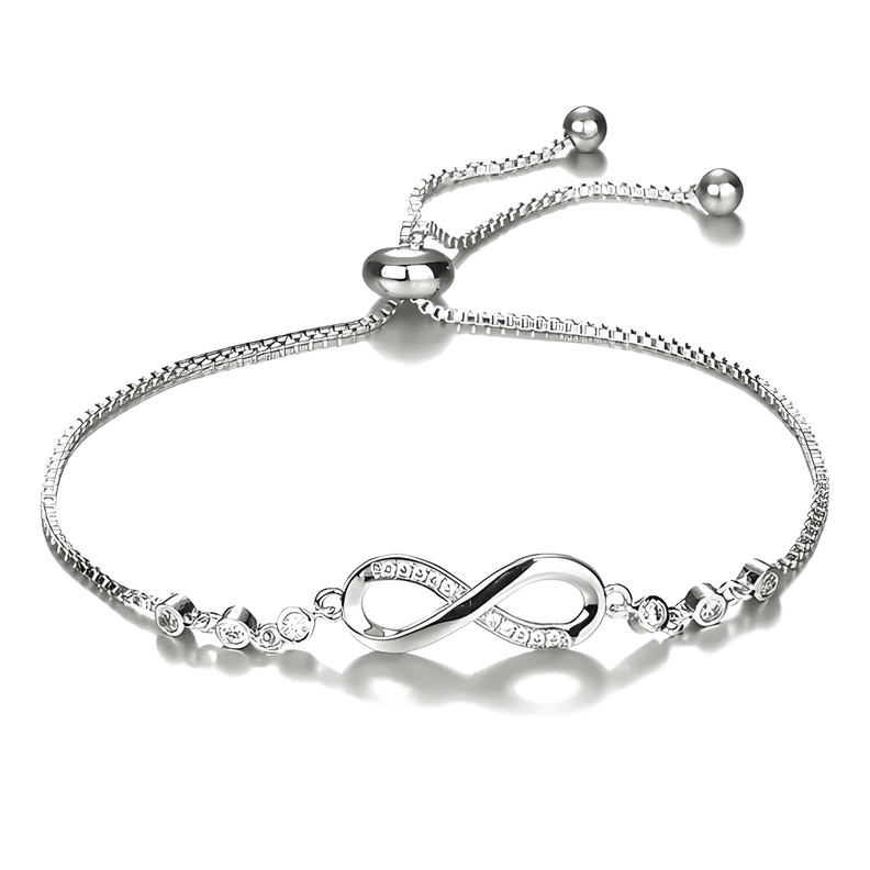 Pulsera infinito ajustable de plata ley S925 empaque regalo