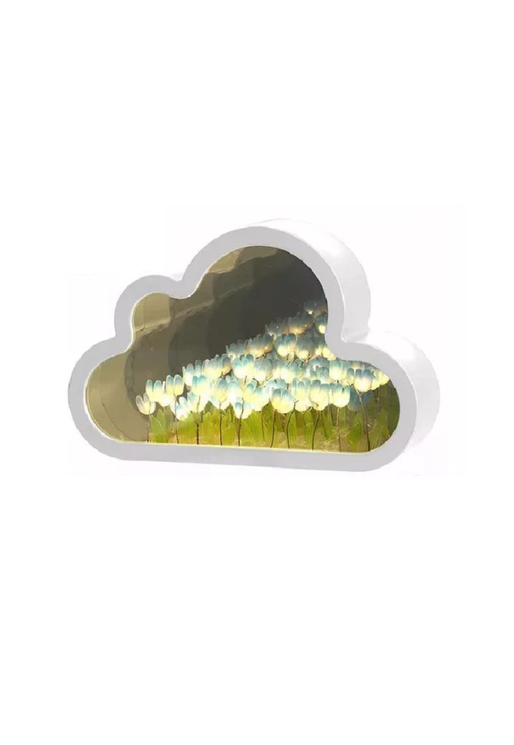 Luz Nocturna con Espejo Tulipán Nube para Dormitorio Azul
