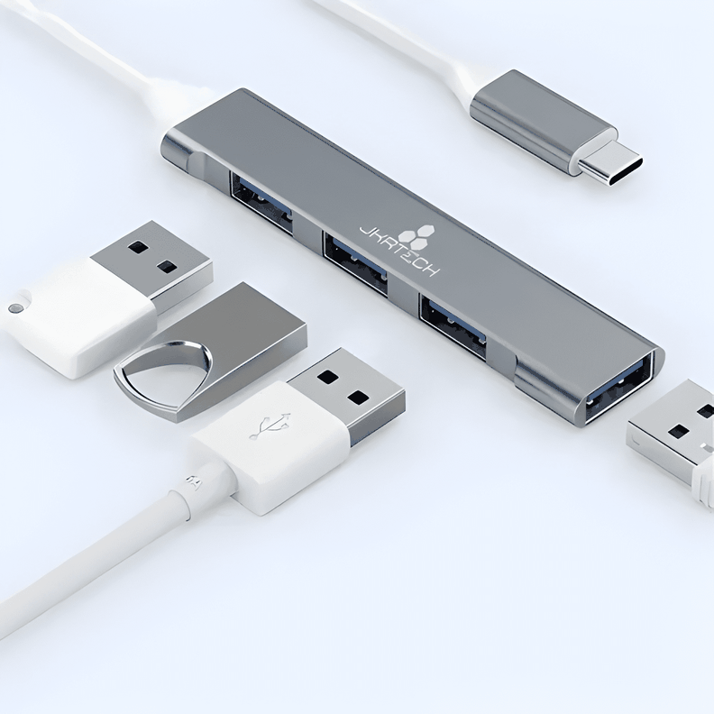 Hub extensor USB-C 4 puertos 3.0 JKRTech 5Gbps Windows Mac