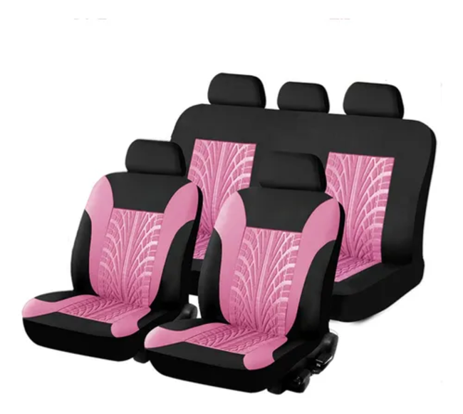 Funda Asiento Rosa Mariposa de Tela Poliéster para Auto