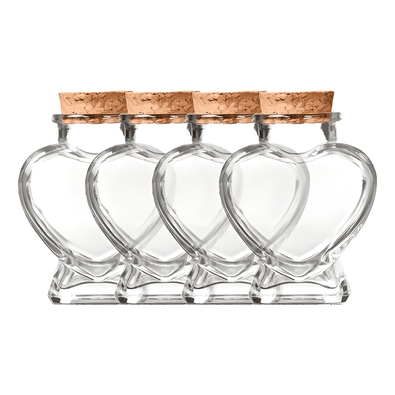Pack 12 botellas corazón vidrio 150 ml tapa corcho