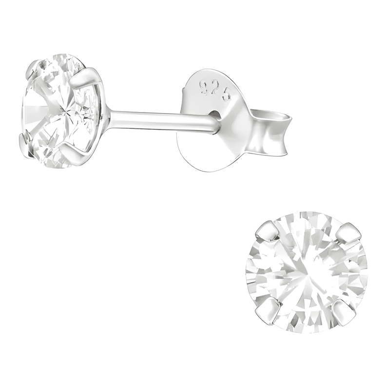 Pendientes Puntos De Luz 4 Mm Circon Plata 925 Brillante #1